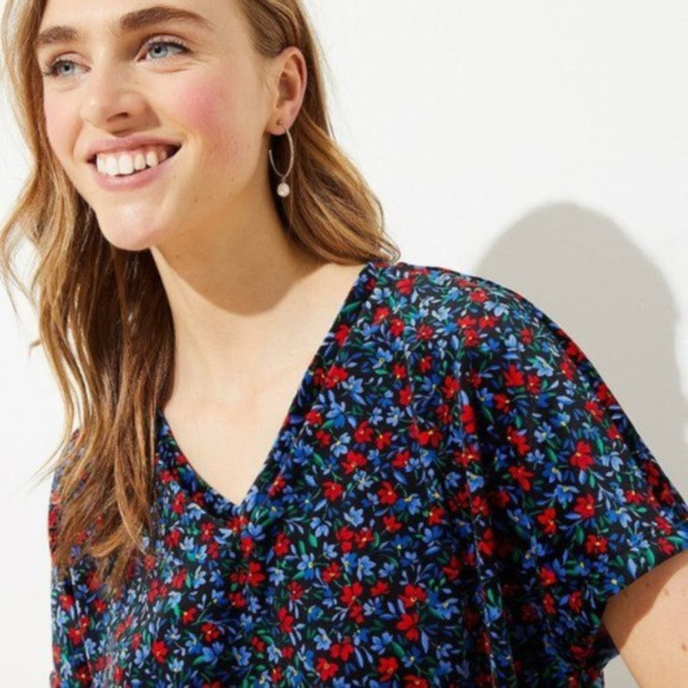 Loft Floral Velvet Top